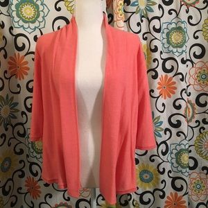 Eileen Fisher coral cashmere short cardi